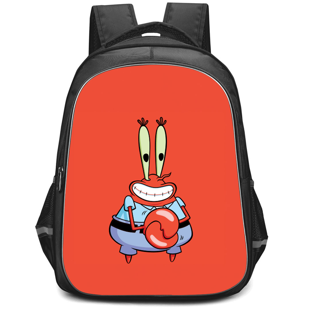 SpongeBob Mr Krabs Backpack StudentPack - Mr Krabs Standing On Red Background