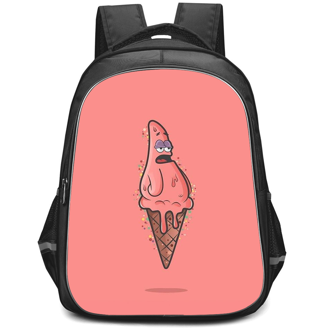 SpongeBob Patrick Star Backpack StudentPack - Patrick Star Ice Cream Pink Background