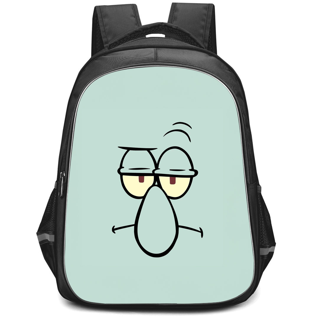 SpongeBob Squidward Backpack StudentPack - Squidward Big Face On Green Background