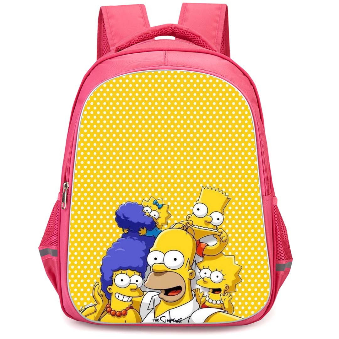 The Simpsons Backpack StudentPack - The Simpsons Family On Polka Dot Yellow Background
