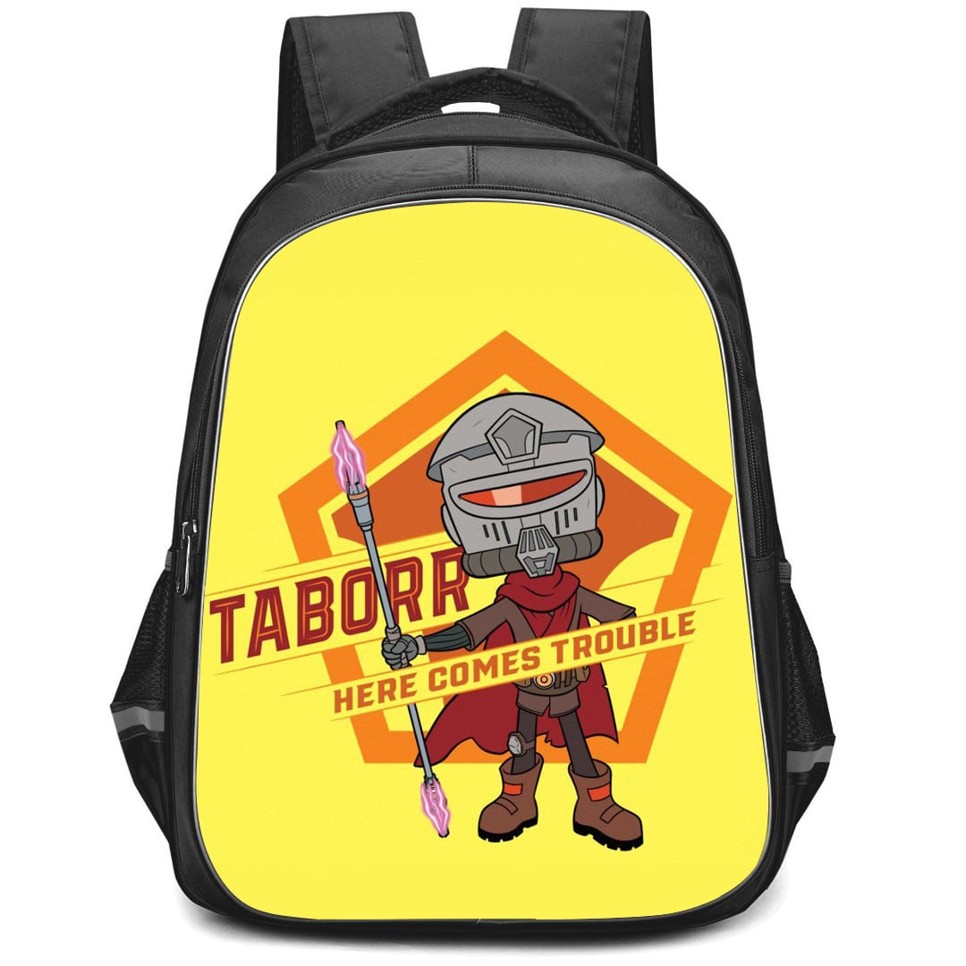 Star Wars Young Jedi Adventures Taborr Backpack StudentPack - Taborr Here Comes Trouble Poster Yellow Background