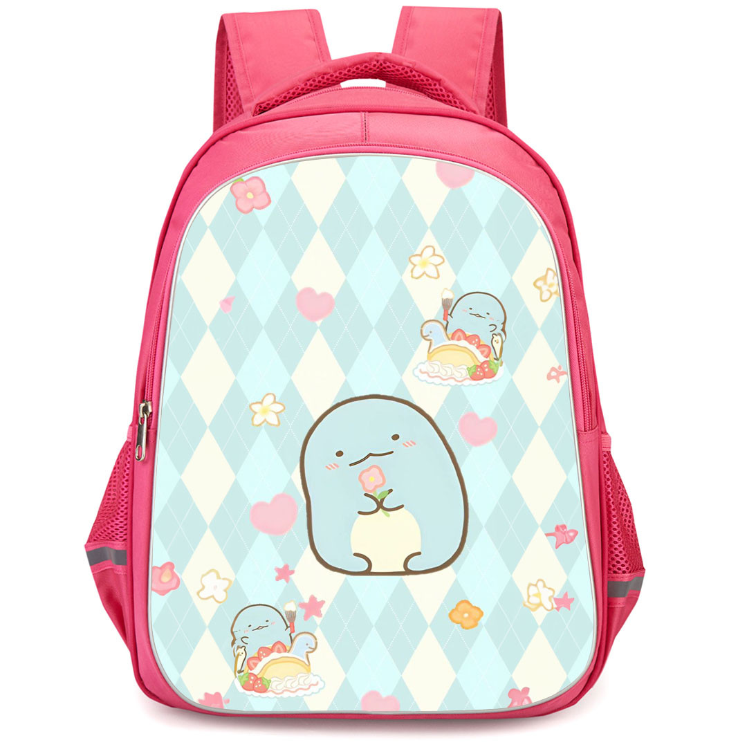 Sumikko Gurashi Tokage Backpack StudentPack - Tokage Holding Flower On Pattern Art