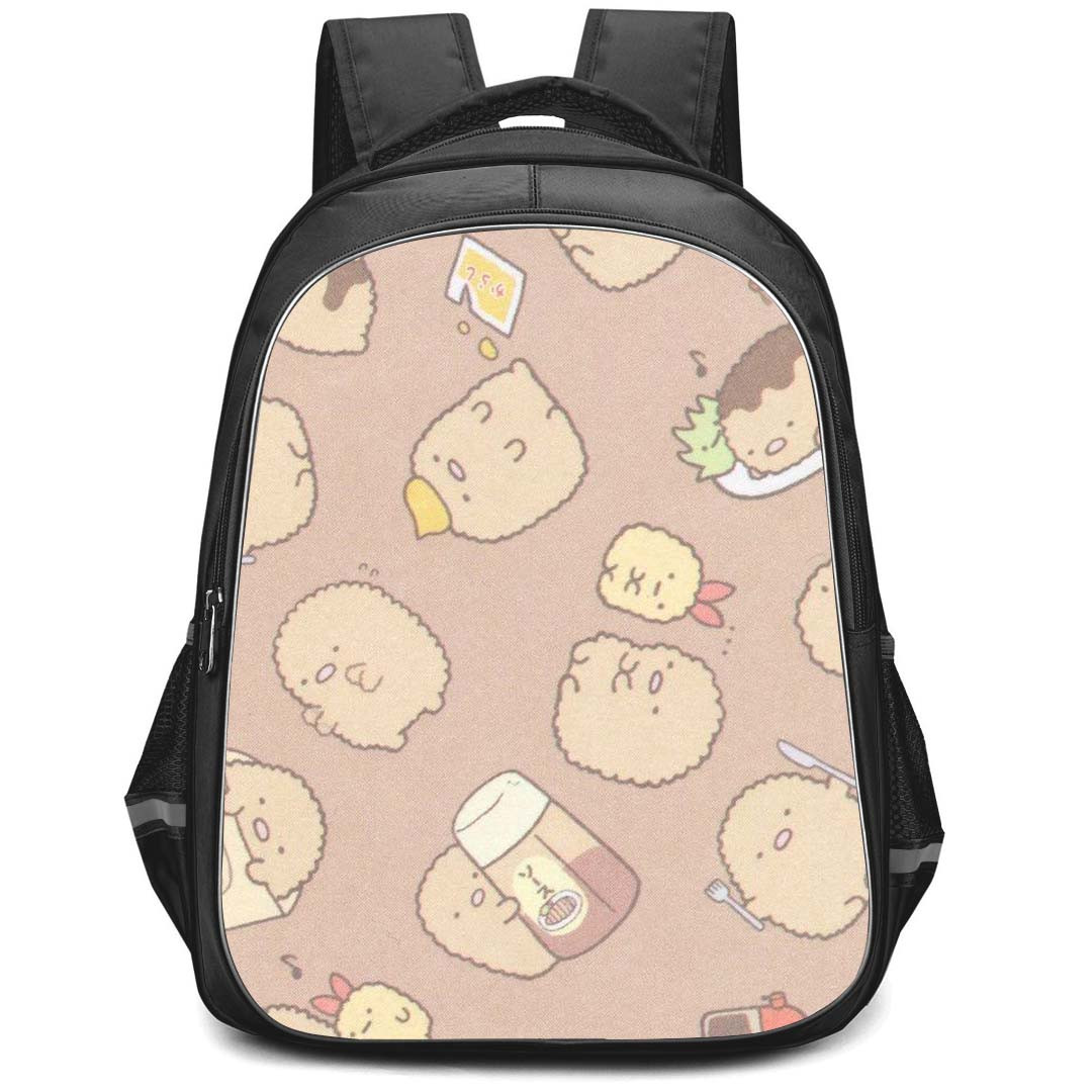 Sumikko Gurashi Tonkatsu Backpack StudentPack - Tonkatsu Pattern Art Brown Background