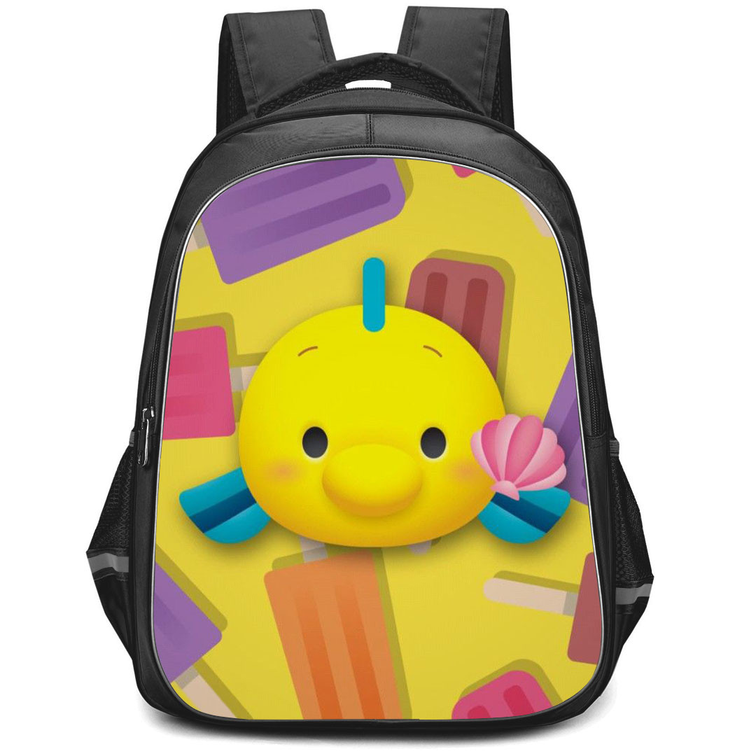 Disney Tsum Tsum Flounder Backpack StudentPack - Flounder Avatar On Colored Ice Cream Background