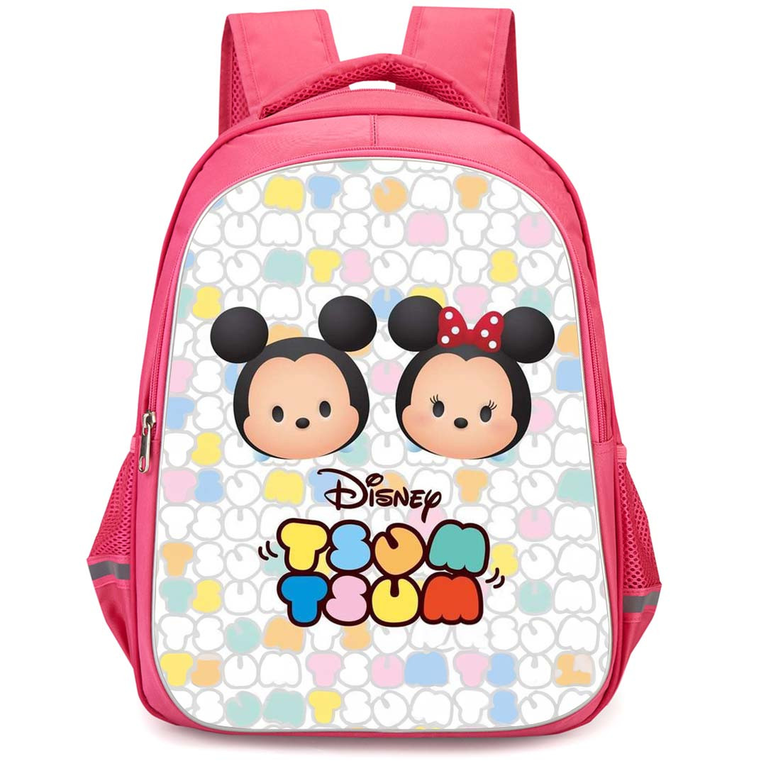 Disney Tsum Tsum Backpack StudentPack - Disney Tsum Tsum Mickey And Minnie Mouse Avatar On Word Art Background
