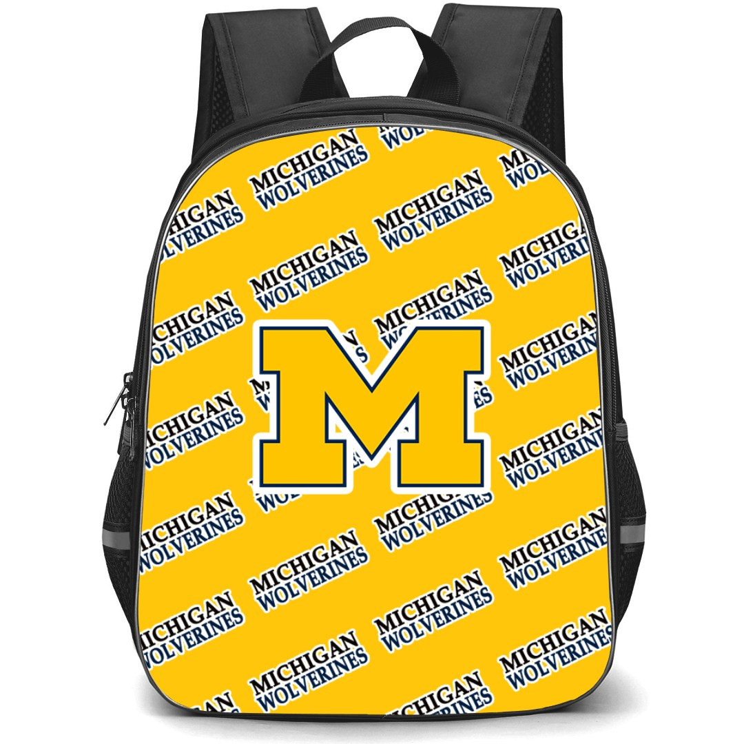 Michigan Wolverines Backpack StudentPack - Michigan Wolverines College Football Medley Monogram Wordmark