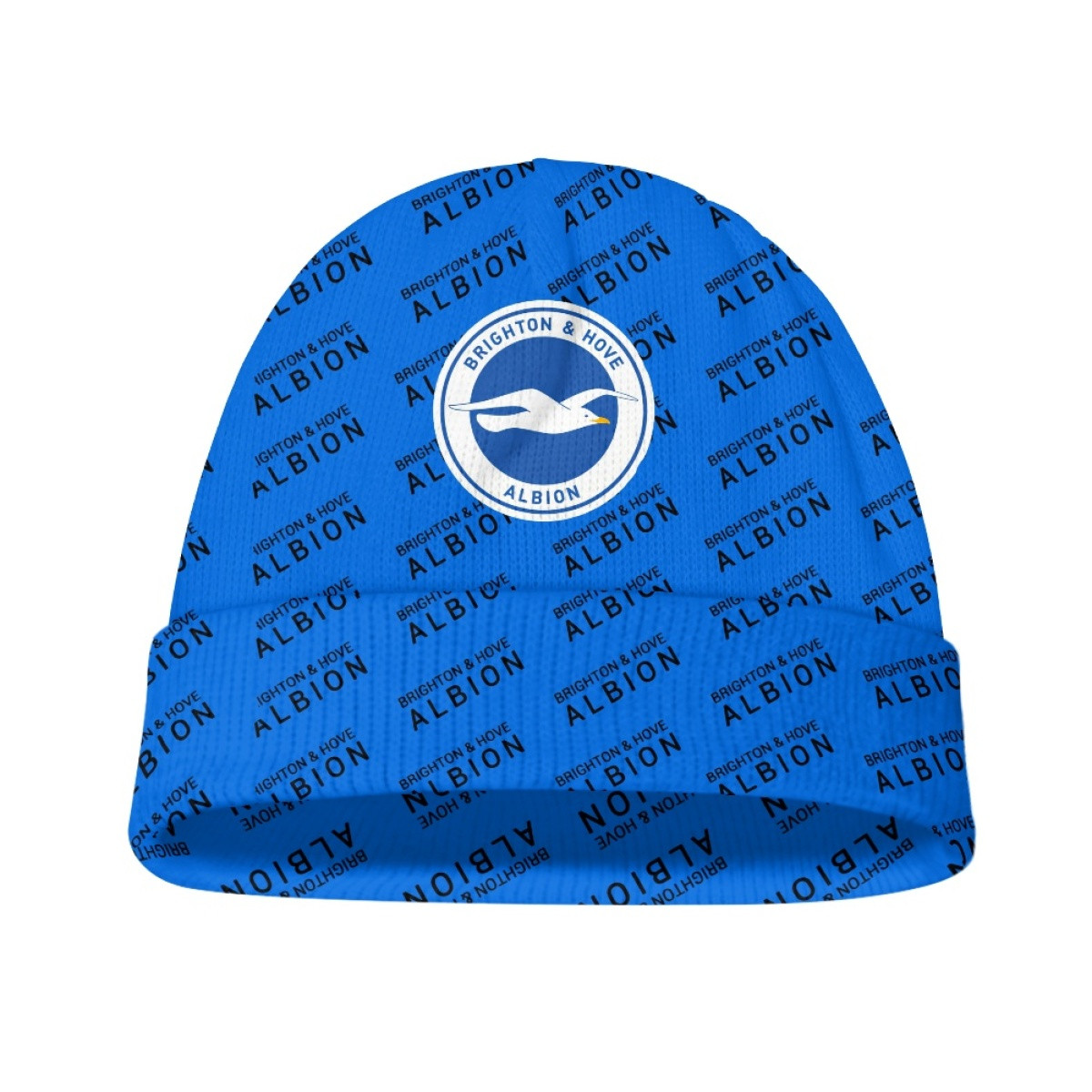 Brighton & Hove Albion Beanie Cap Hat - Brighton & Hove Albion Club Medley Monogram Wordmark
