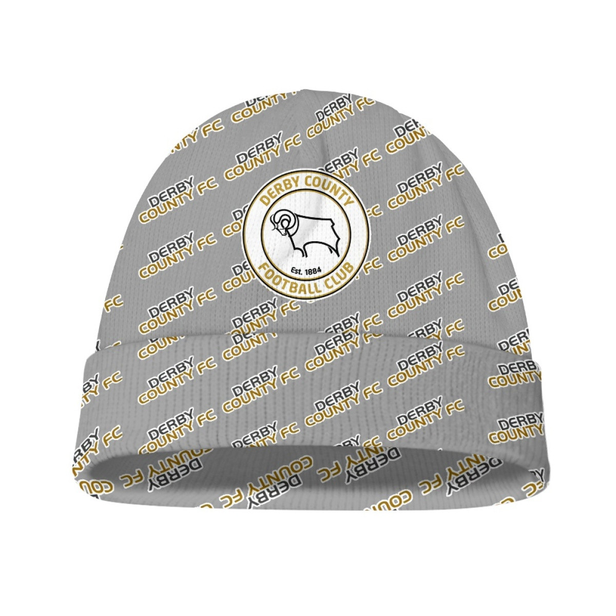 Derby County FC Beanie Cap Hat - Derby Football Club Medley Monogram Wordmark
