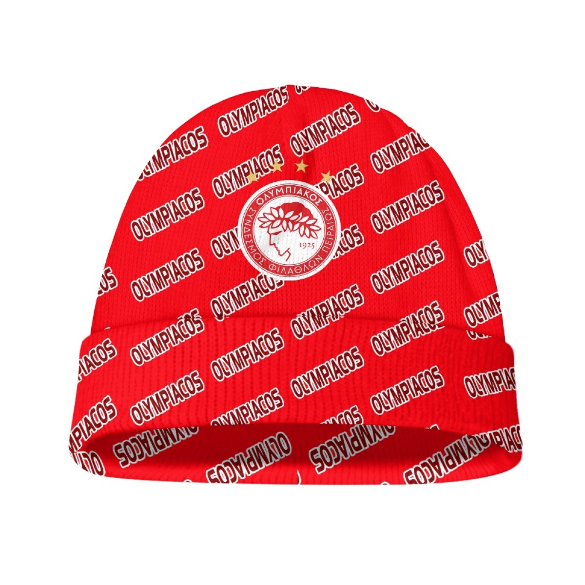 Olympiacos FC Beanie Cap Hat - Olympiacos Football Club Medley Monogram Wordmark