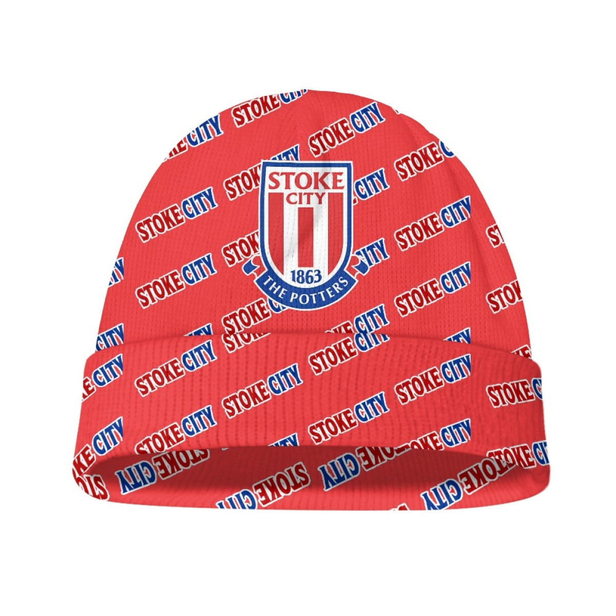 Stoke City FC Beanie Cap Hat - Stoke Football Club Medley Monogram Wordmark