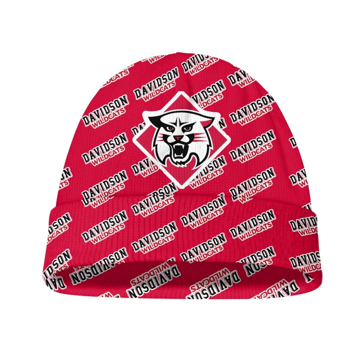Davidson Wildcats Beanie Cap Hat - Davidson College Wildcats College Football Medley Monogram Wordmark
