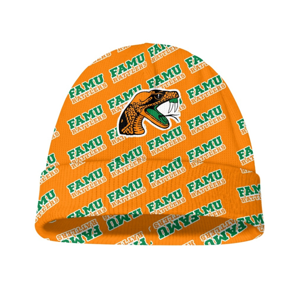 Florida A&M Rattlers Beanie Cap Hat - Florida A&M University Rattlers College Football Medley Monogram Wordmark