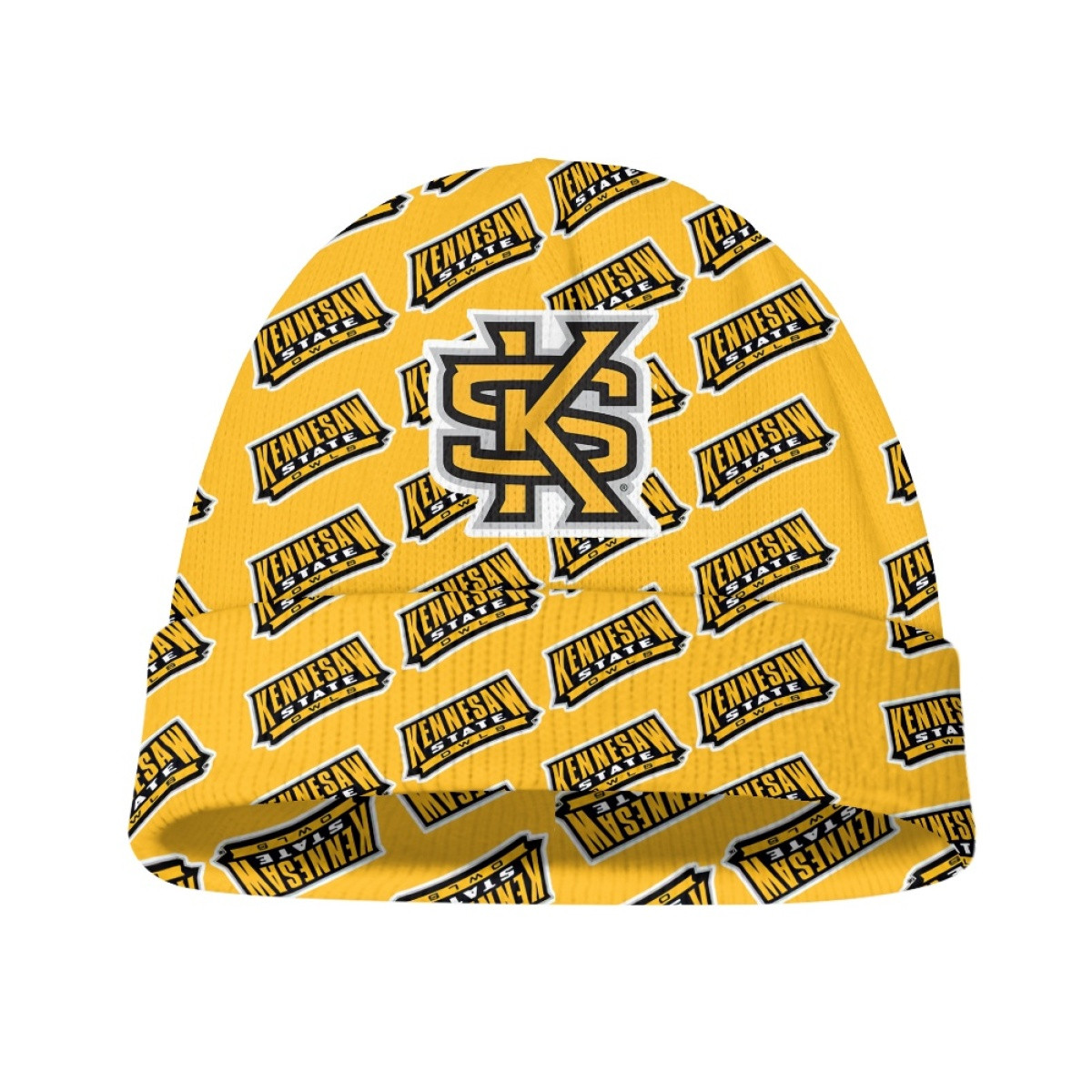 Kennesaw State Owls Beanie Cap Hat - Kennesaw State University Owls College Football Medley Monogram Wordmark