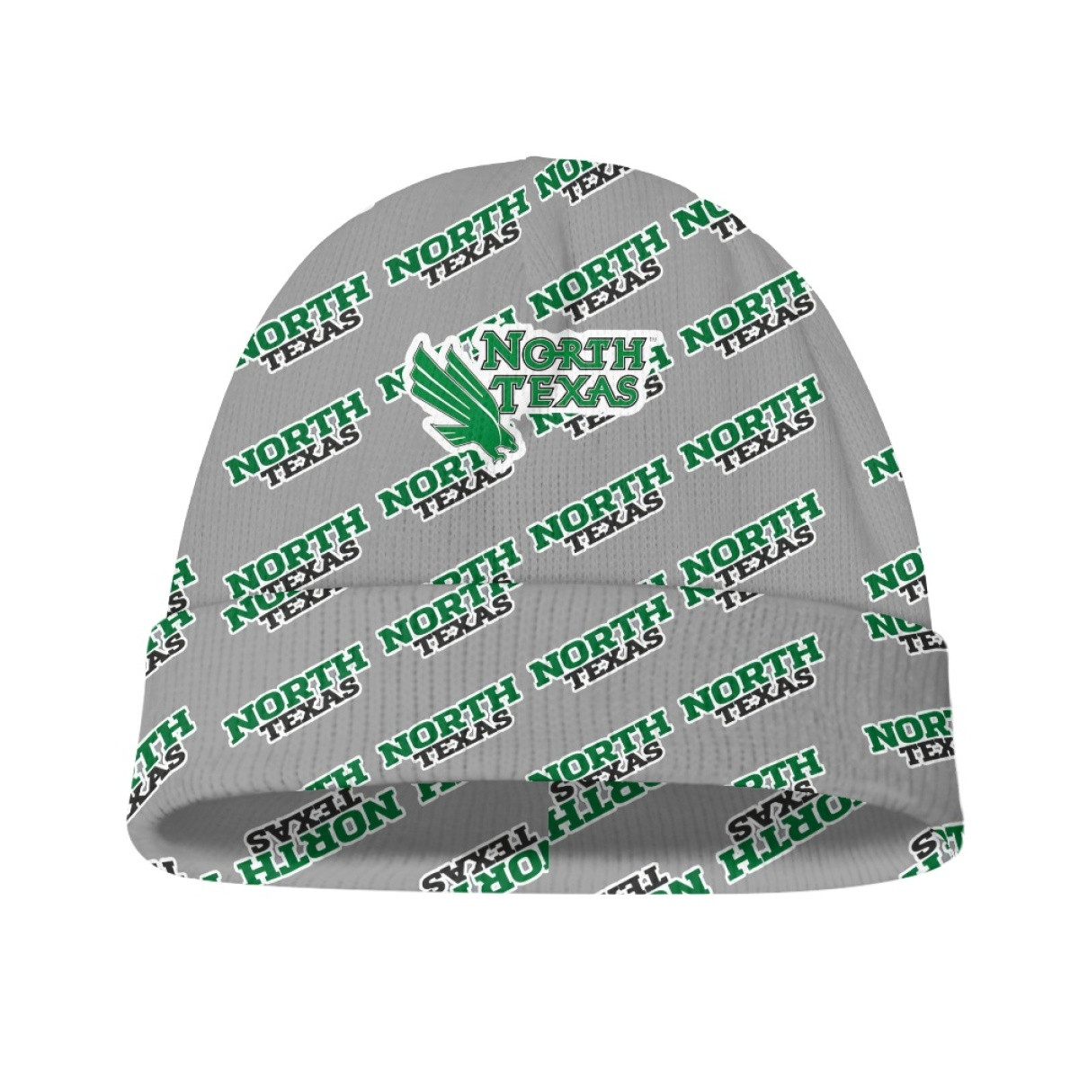 North Texas Mean Green Beanie Cap Hat - North Texas Mean Green College Football Medley Monogram Wordmark