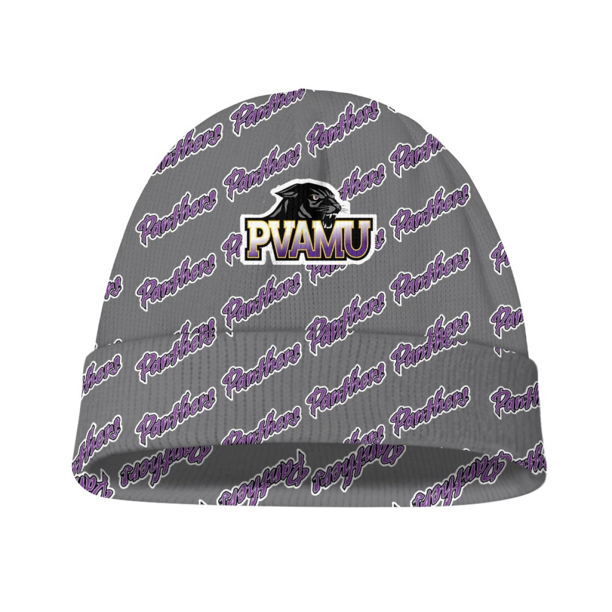 Prairie View A&M Panthers Beanie Cap Hat - Prairie View A&M University Panthers College Football Medley Monogram Wordmark
