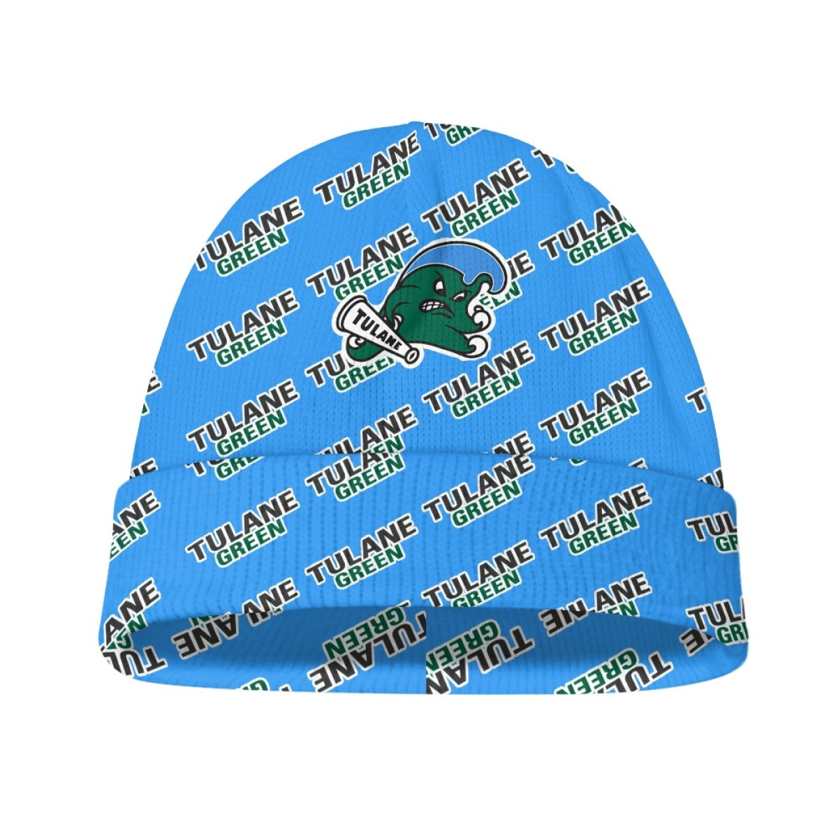 Tulane Green Wave Beanie Cap Hat - Tulane Green Wave College Football Medley Monogram Wordmark