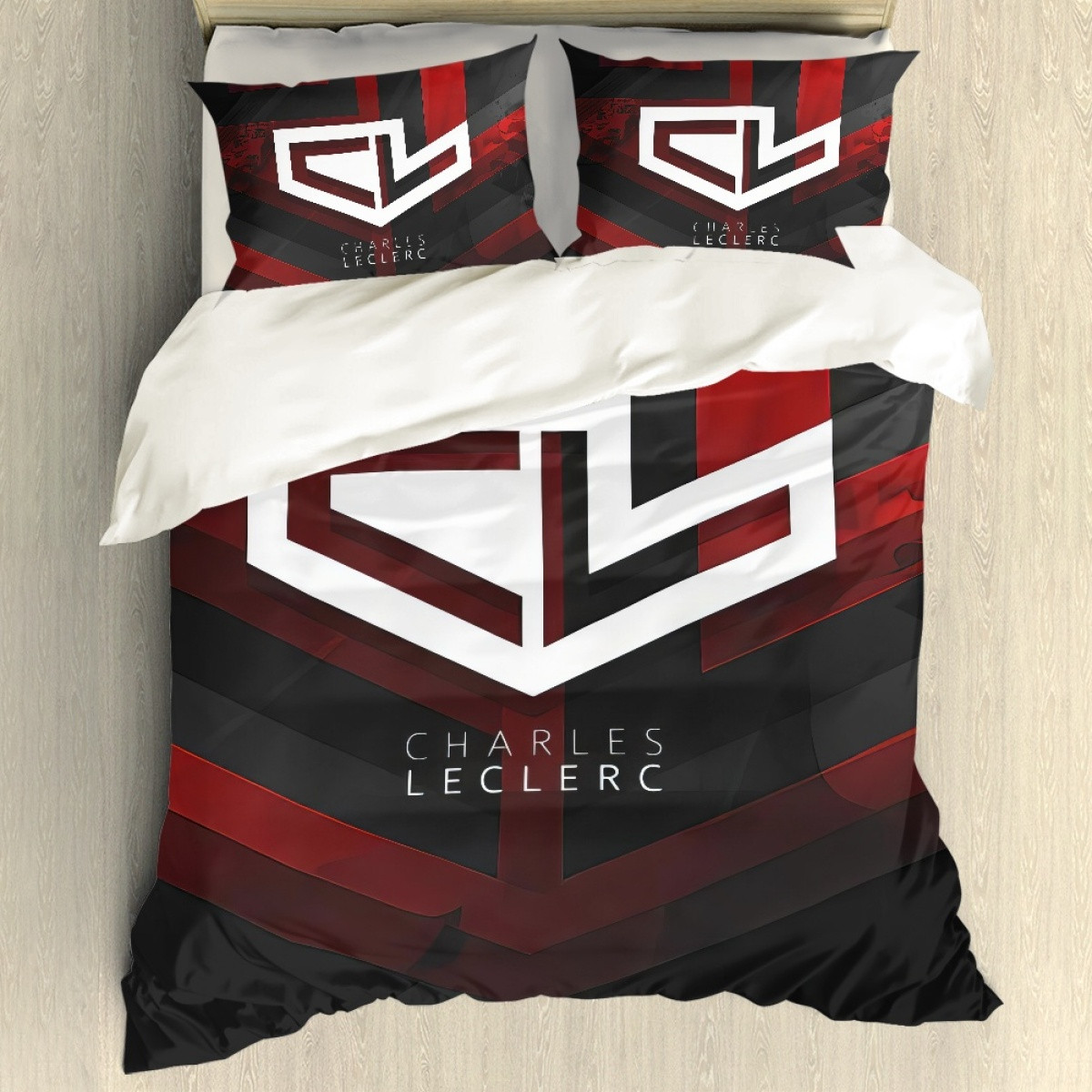 F1 Formula One Charles Leclerc Sham Set Bed Set Sheet Cover - Charles Leclerc Logo On Graphic Art