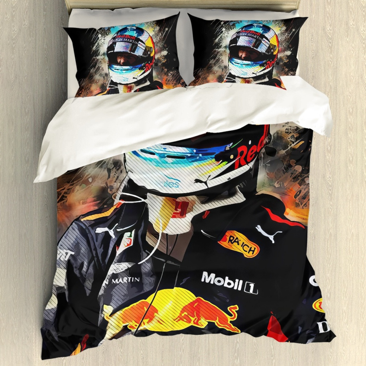 F1 Formula One Daniel Ricciardo Sham Set Bed Set Sheet Cover - Daniel Ricciardo Standing Illustration Art
