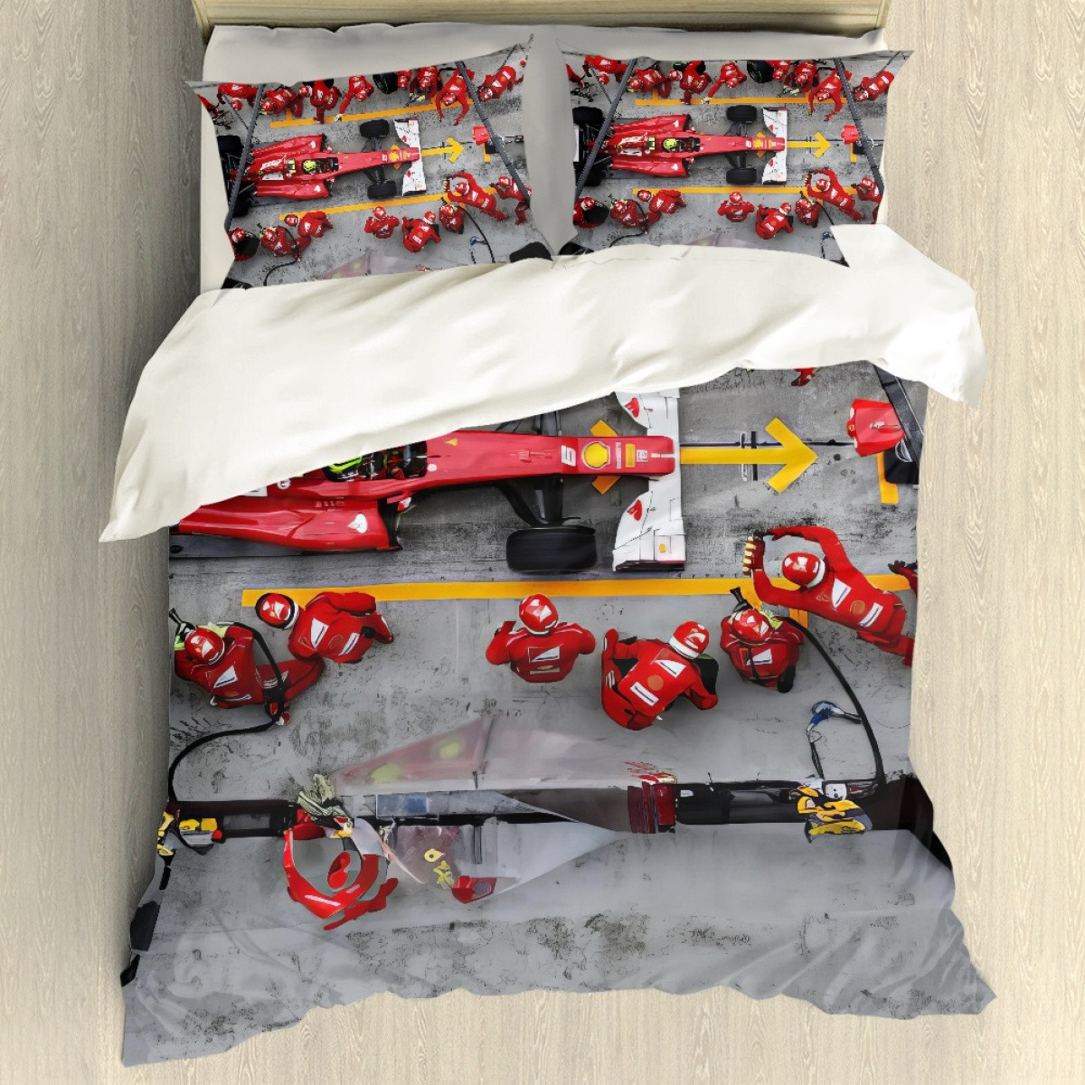 F1 Formula One Ferrari Sham Set Bed Set Sheet Cover - Ferrari Formula 1 Pit Crew Poster
