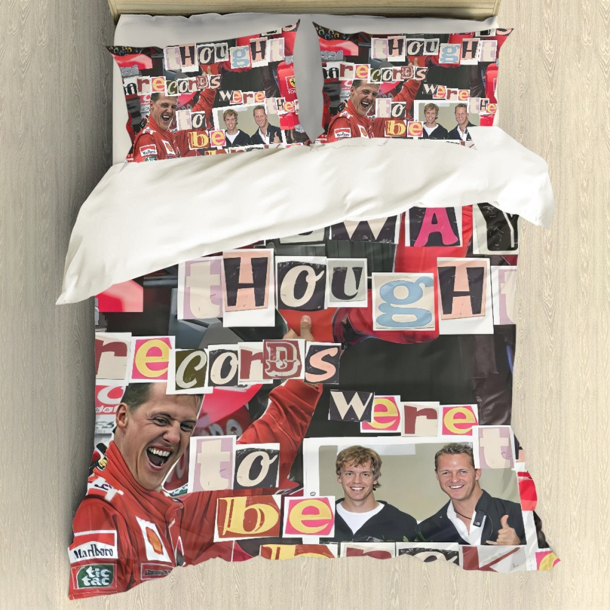 F1 Formula One Michael Schumacher Sham Set Bed Set Sheet Cover - Michael Schumacher I Always Thought Records Were There Collage