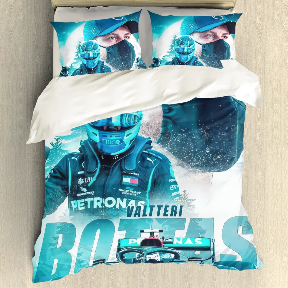 F1 Formula One Valtteri Bottas Sham Set Bed Set Sheet Cover - Valtteri Bottas Russian GP Winner Poster