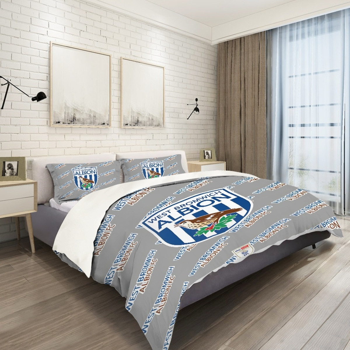 West Bromwich Albion FC Comforter Sham Set Bed Set Sheet Cover - Albion Football Club Medley Monogram Wordmark