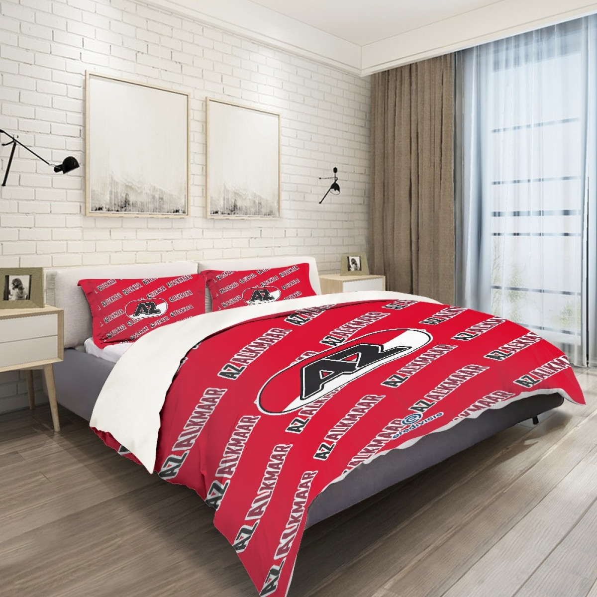 AZ Alkmaar Comforter Sham Set Bed Set Sheet Cover - Alkmaar Football Club Medley Monogram Wordmark