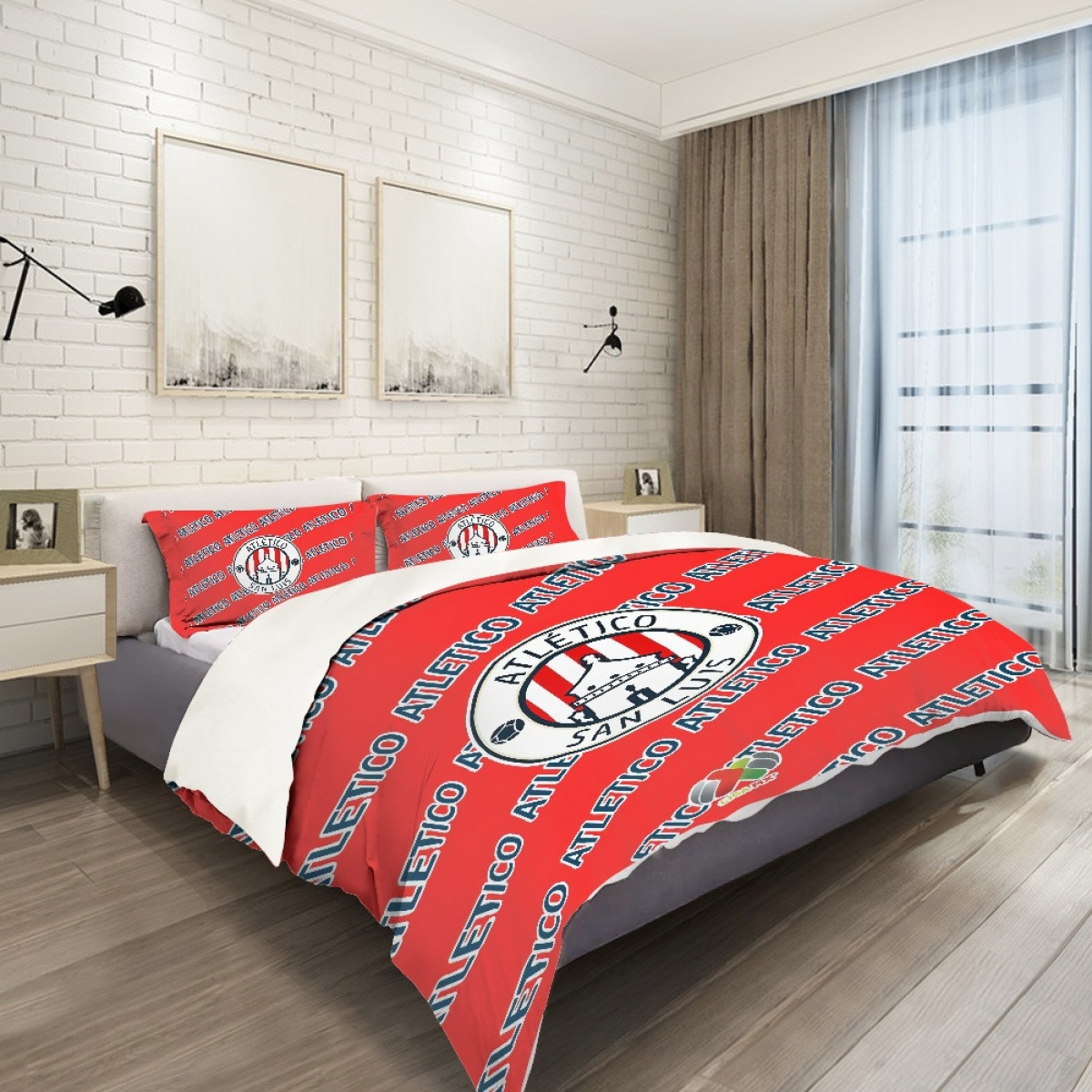 Atletico de San Luis Comforter Sham Set Bed Set Sheet Cover - Atletico Football Club Medley Monogram Wordmark