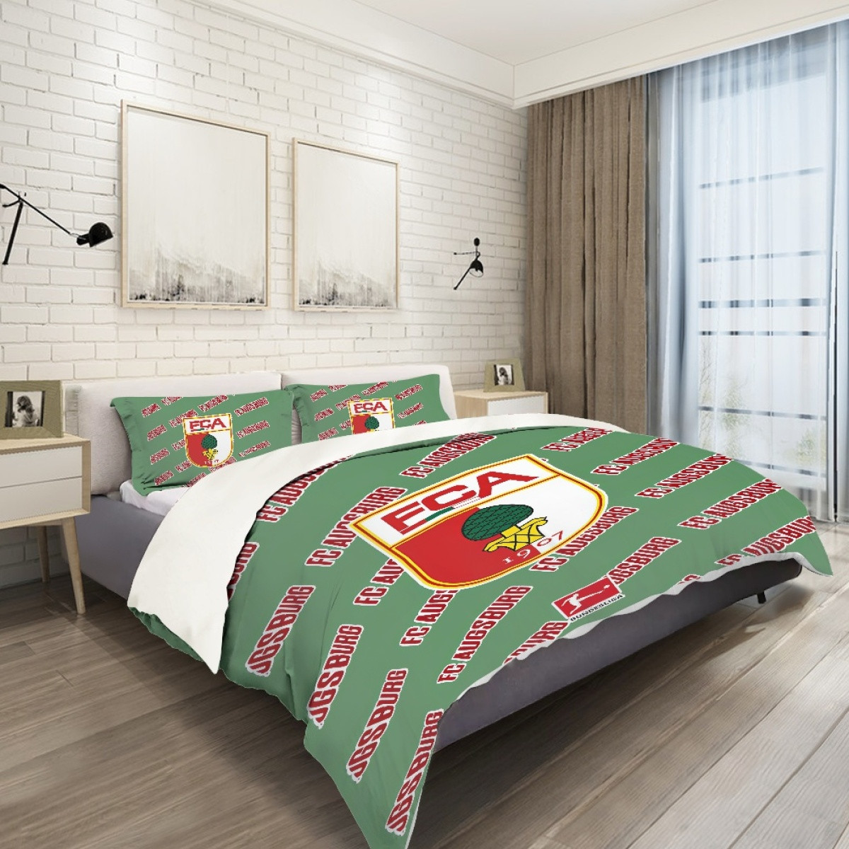 FC Augsburg Football Club Comforter Sham Set Bed Set Sheet Cover - Augsburg Football Club Medley Monogram Wordmark