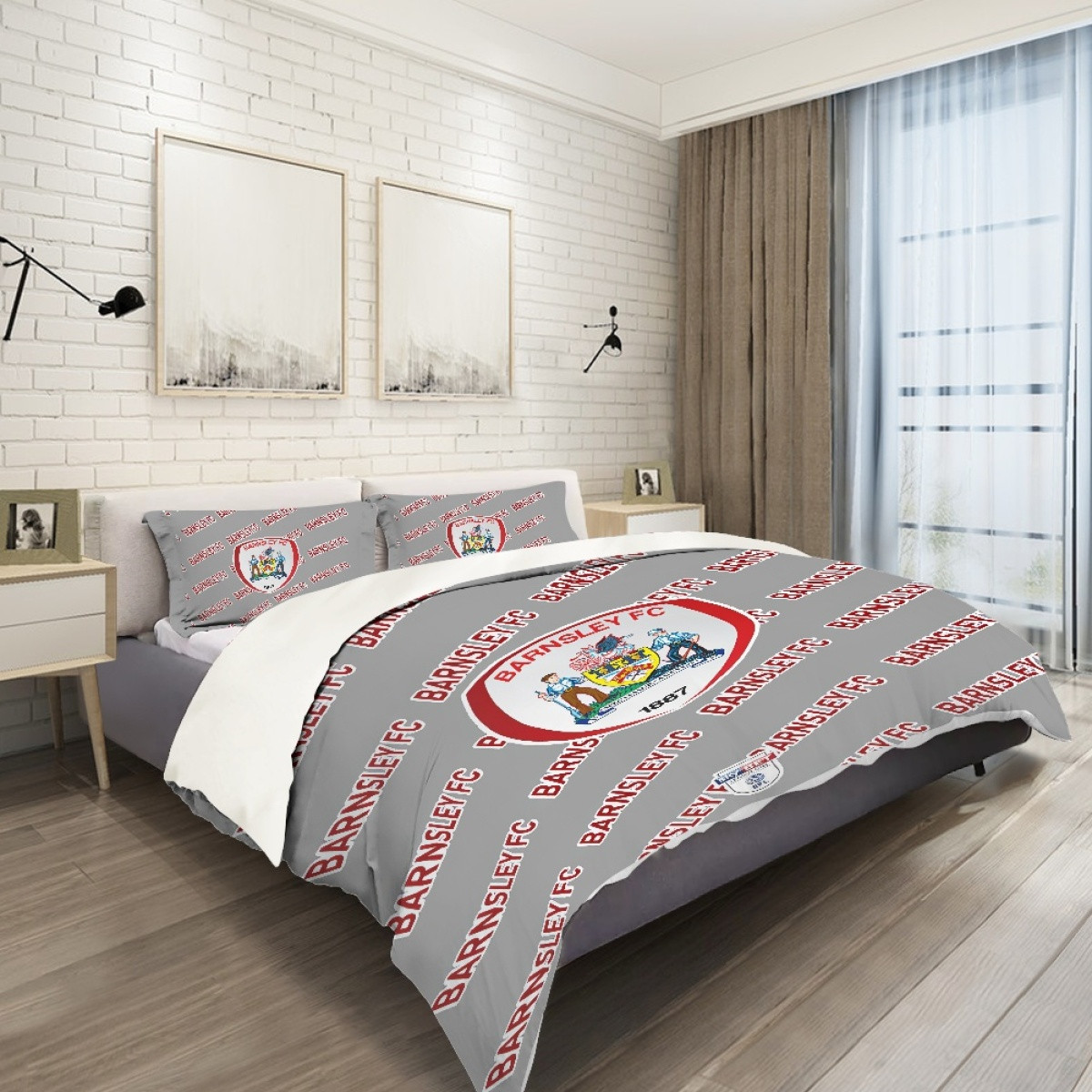 Barnsley FC Comforter Sham Set Bed Set Sheet Cover - Barnsley Football Club Medley Monogram Wordmark