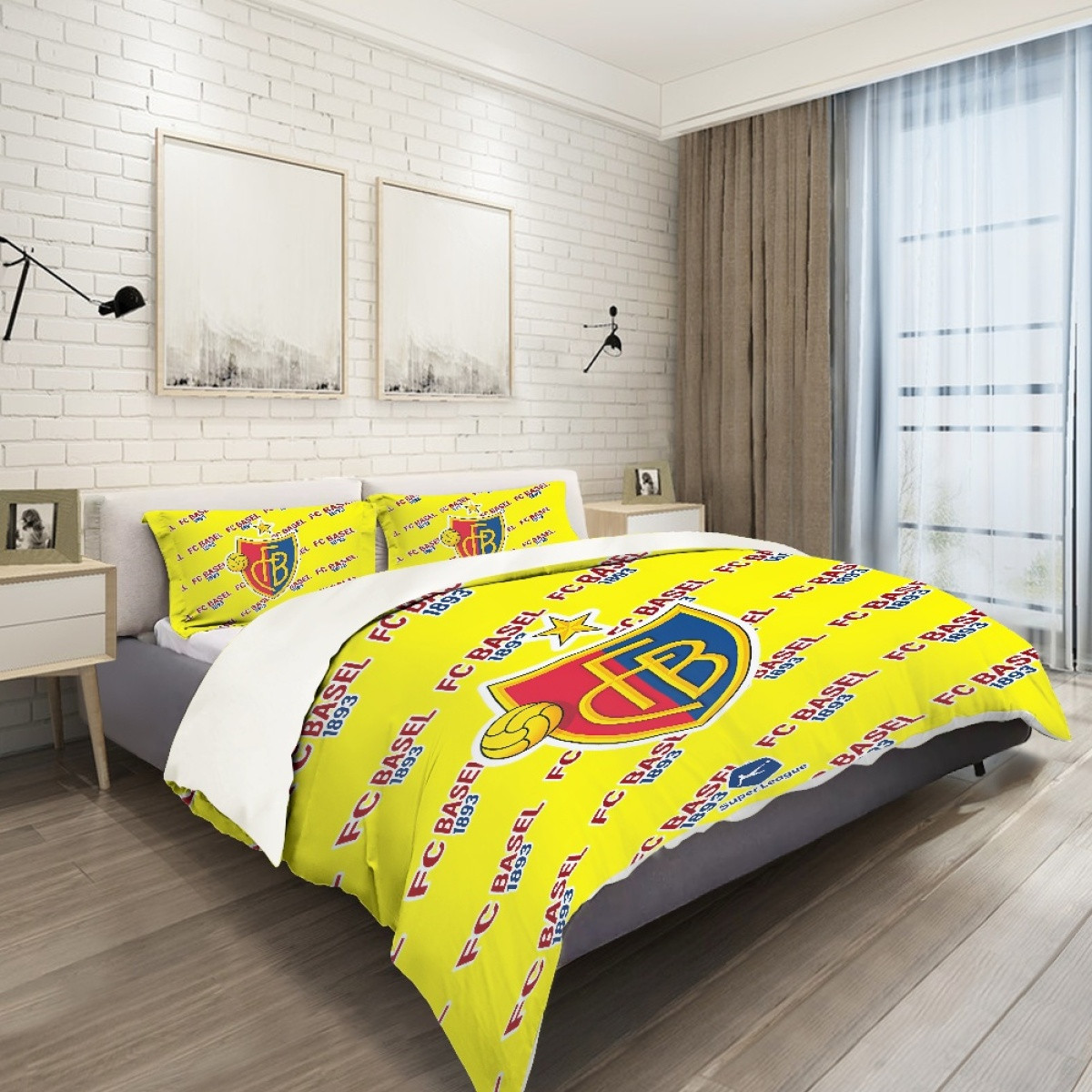 FC Basel 1893 Comforter Sham Set Bed Set Sheet Cover - Basel Football Club Medley Monogram Wordmark