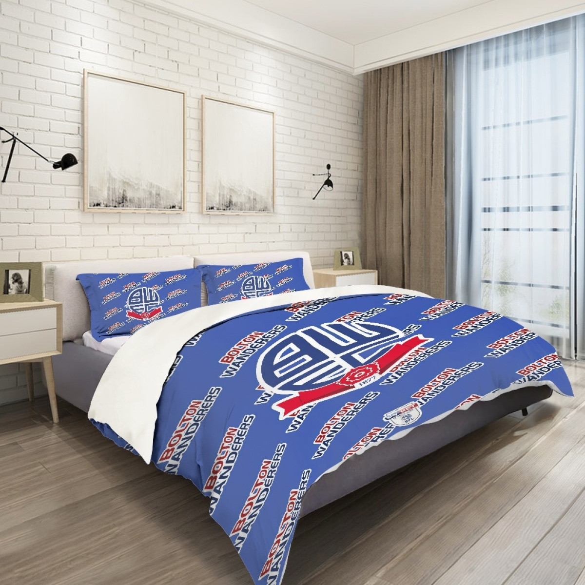 Bolton Wanderers FC Comforter Sham Set Bed Set Sheet Cover - Bolton Football Club Medley Monogram Wordmark