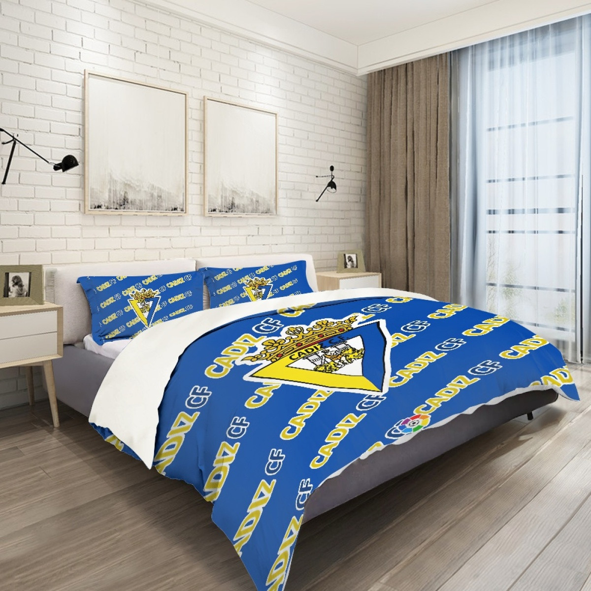 Cadiz CF Comforter Sham Set Bed Set Sheet Cover - Cadiz Football Club Medley Monogram Wordmark