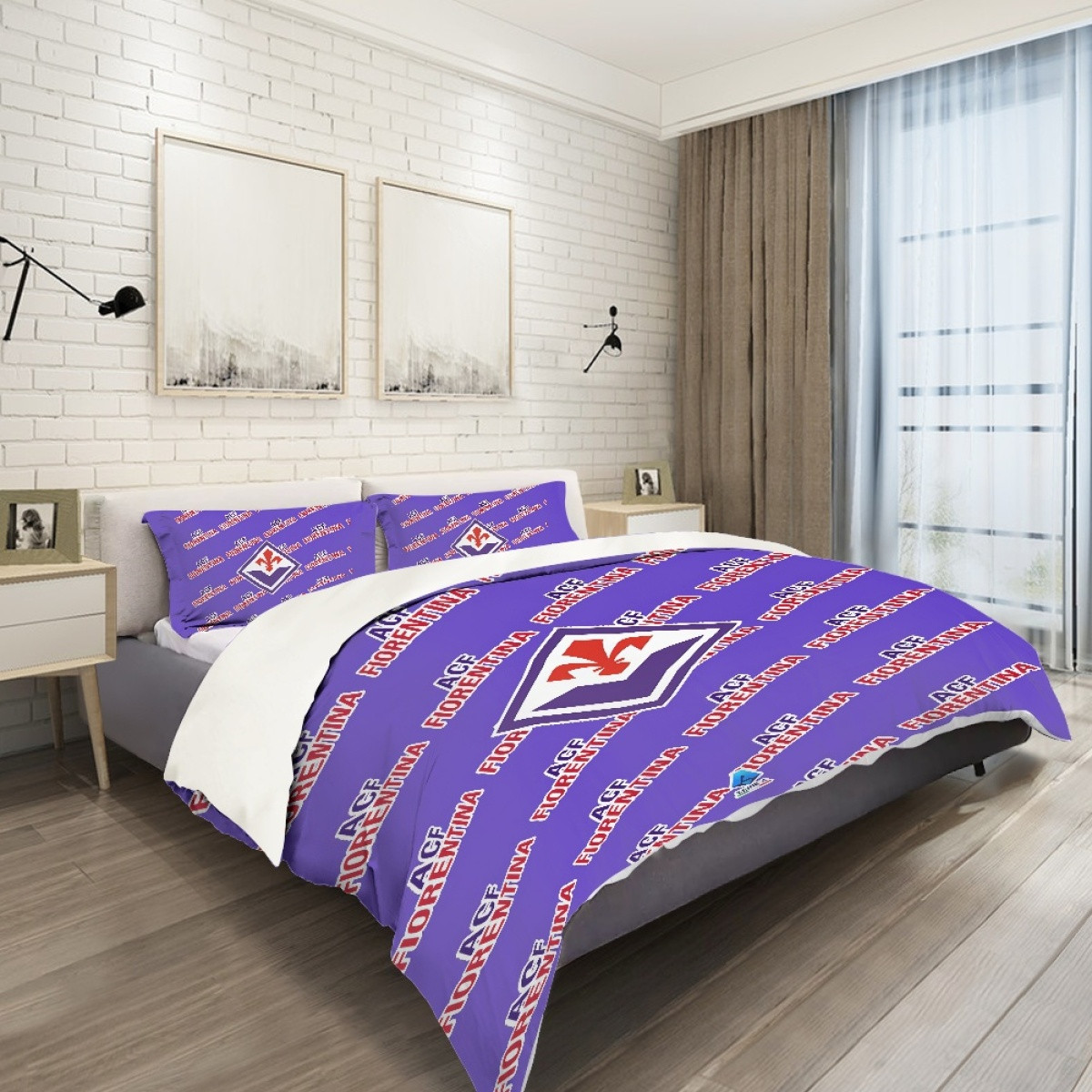 ACF Fiorentina Football Club Comforter Sham Set Bed Set Sheet Cover - Fiorentina Football Club Medley Monogram Wordmark
