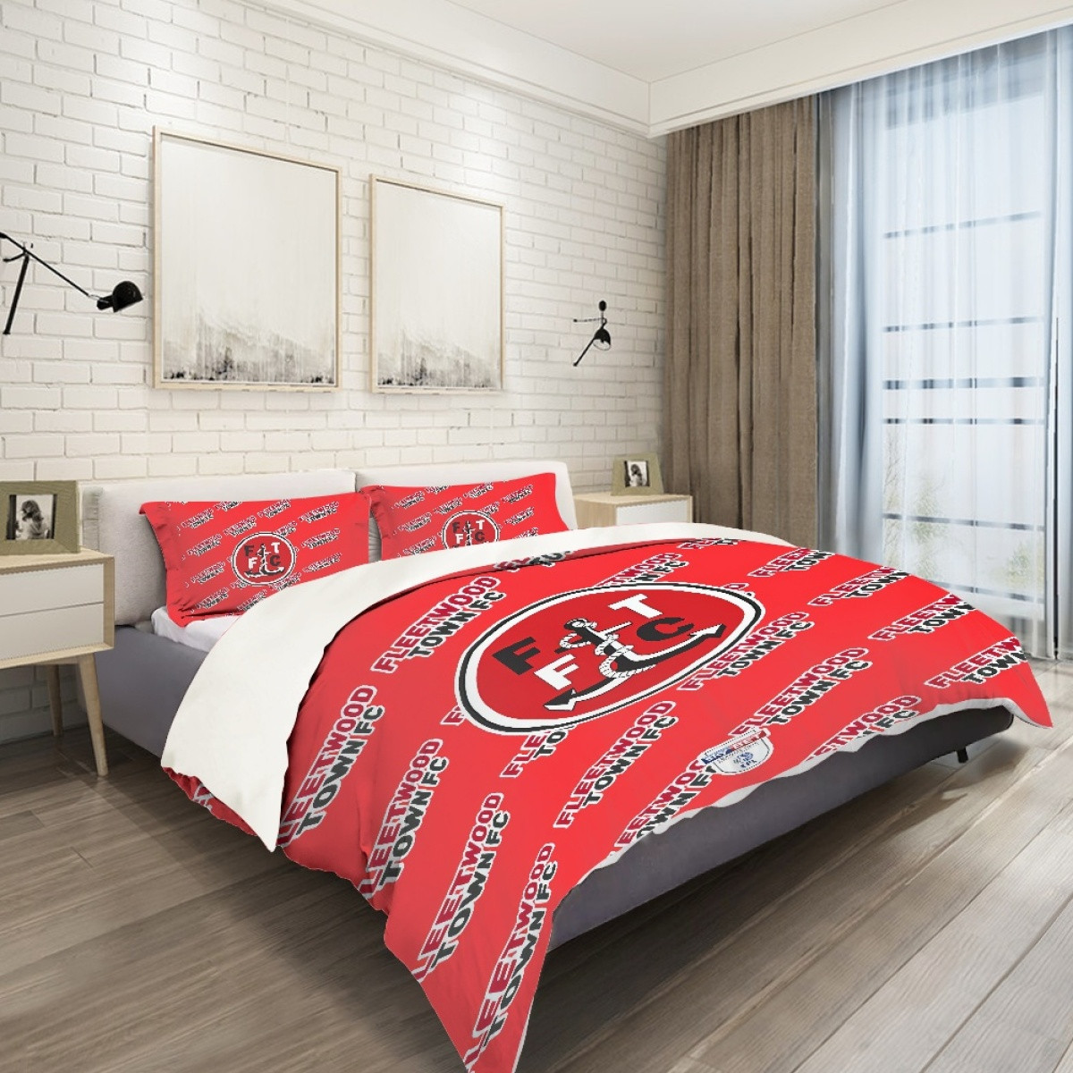 Fleetwood Town FC Comforter Sham Set Bed Set Sheet Cover - Fleetwood Football Club Medley Monogram Wordmark