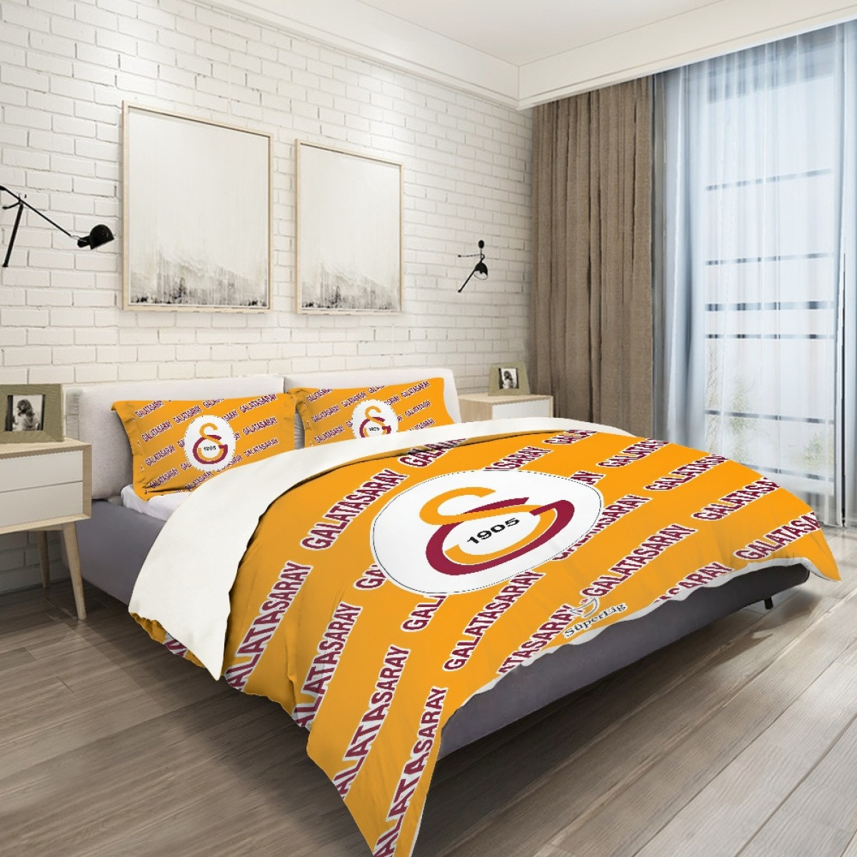 Galatasaray SK Comforter Sham Set Bed Set Sheet Cover - Galatasaray Football Club Medley Monogram Wordmark