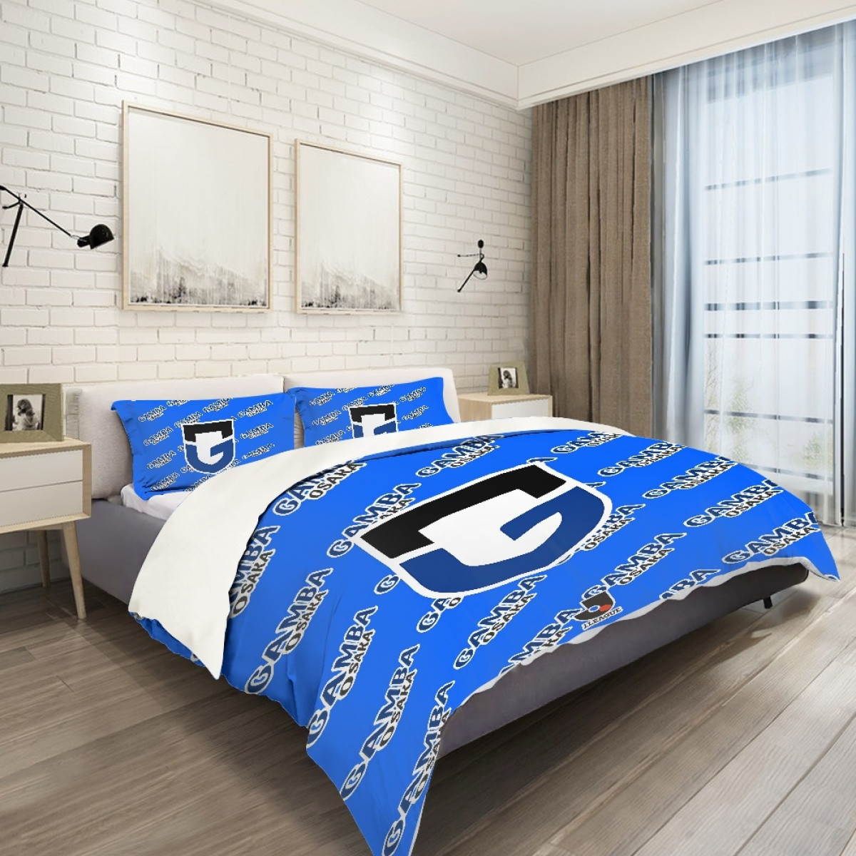 Gamba Osaka Comforter Sham Set Bed Set Sheet Cover - Gamba Football Club Medley Monogram Wordmark