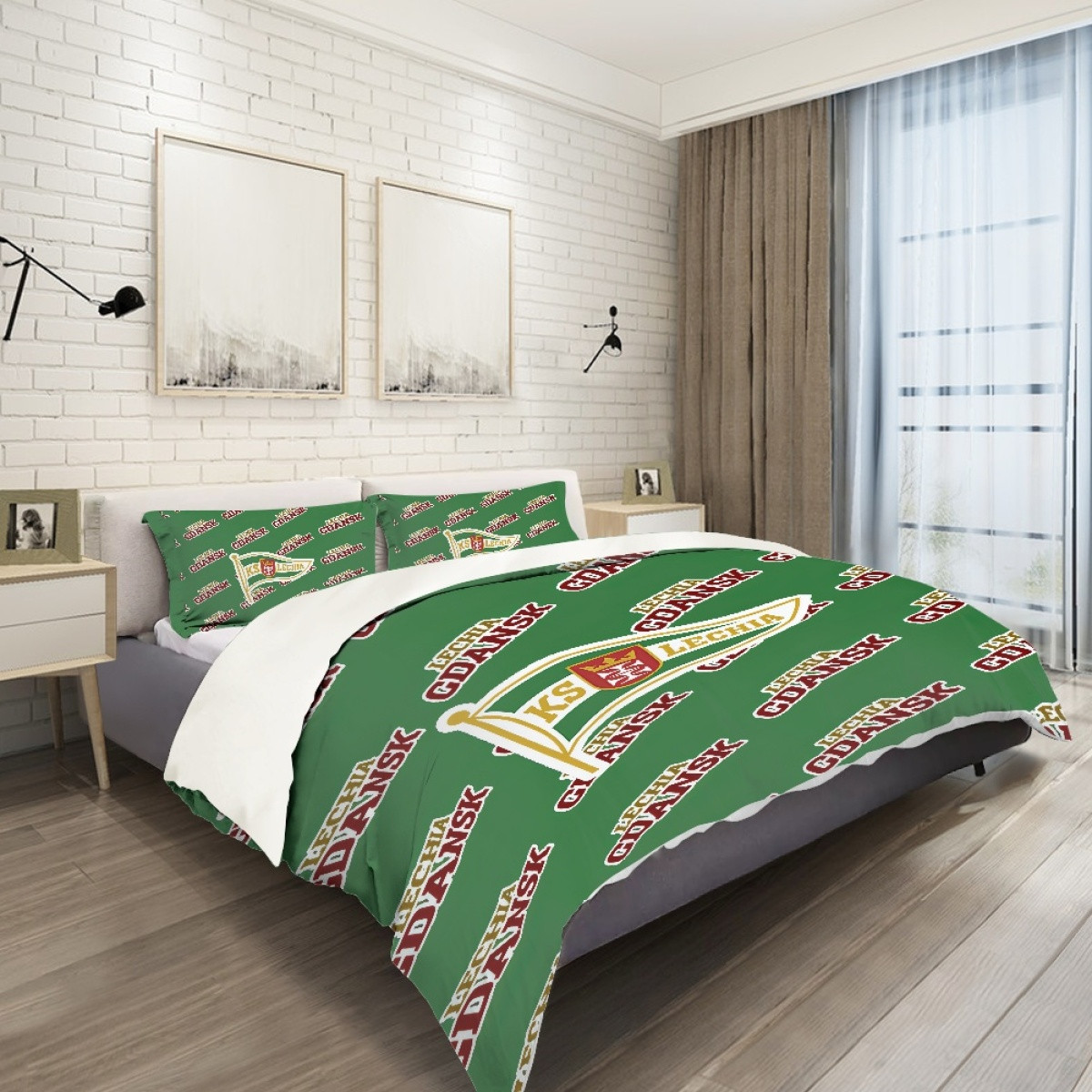 Lechia Gdansk Comforter Sham Set Bed Set Sheet Cover - Gdansk Football Club Medley Monogram Wordmark