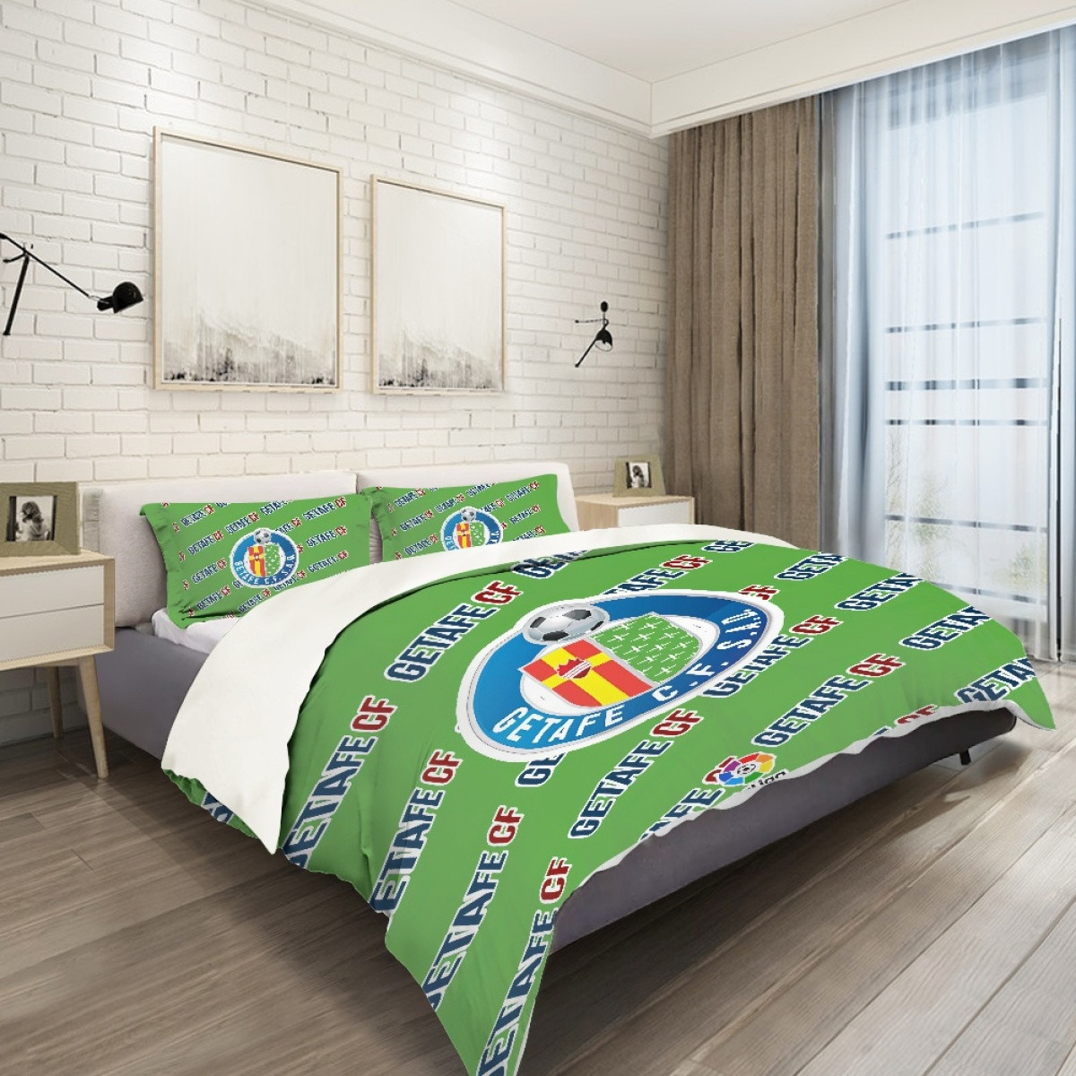 Getafe CF Comforter Sham Set Bed Set Sheet Cover - Getafe Football Club Medley Monogram Wordmark