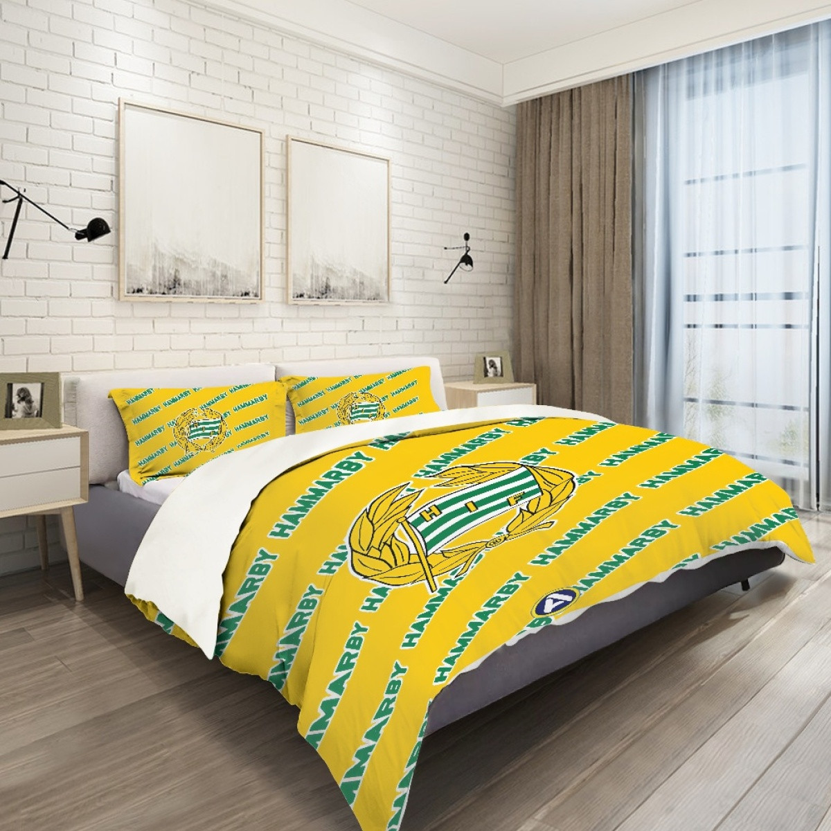 Hammarby Fotboll Comforter Sham Set Bed Set Sheet Cover - Hammarby Football Club Medley Monogram Wordmark