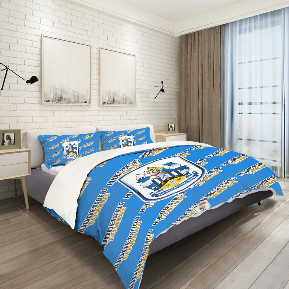 Huddersfield Town AFC Comforter Sham Set Bed Set Sheet Cover - Huddersfield Football Club Medley Monogram Wordmark