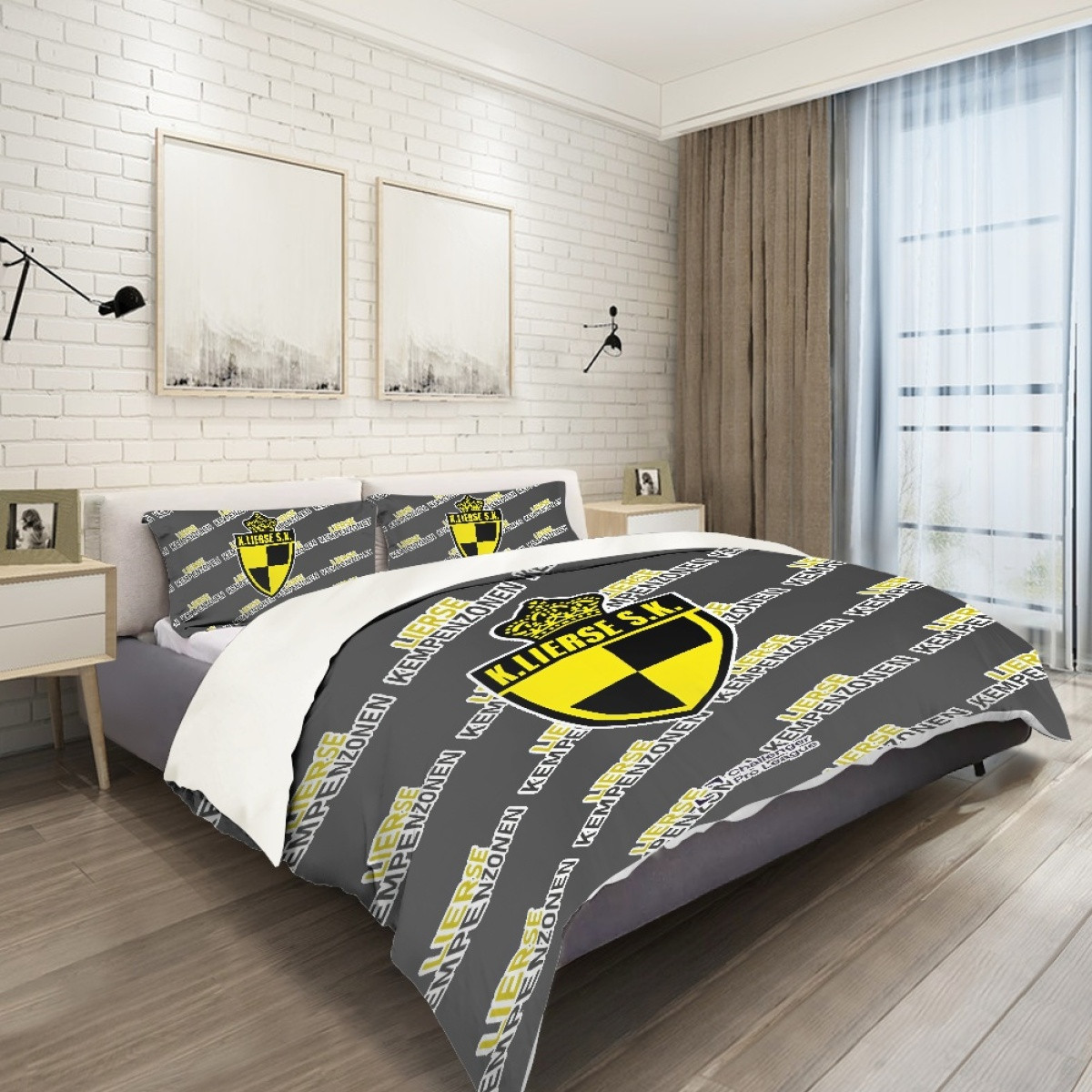 Lierse Kempenzonen Comforter Sham Set Bed Set Sheet Cover - Kempenzonen Football Club Medley Monogram Wordmark