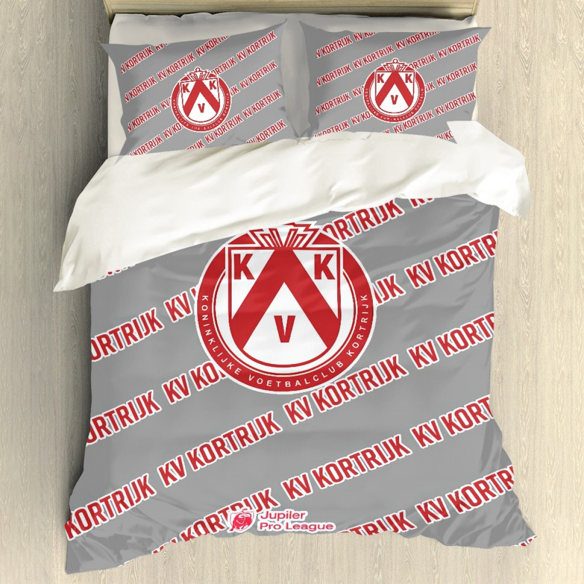 KV Kortrijk Football Club Comforter Sham Set Bed Set Sheet Cover - Kortrijk Football Club Medley Monogram Wordmark