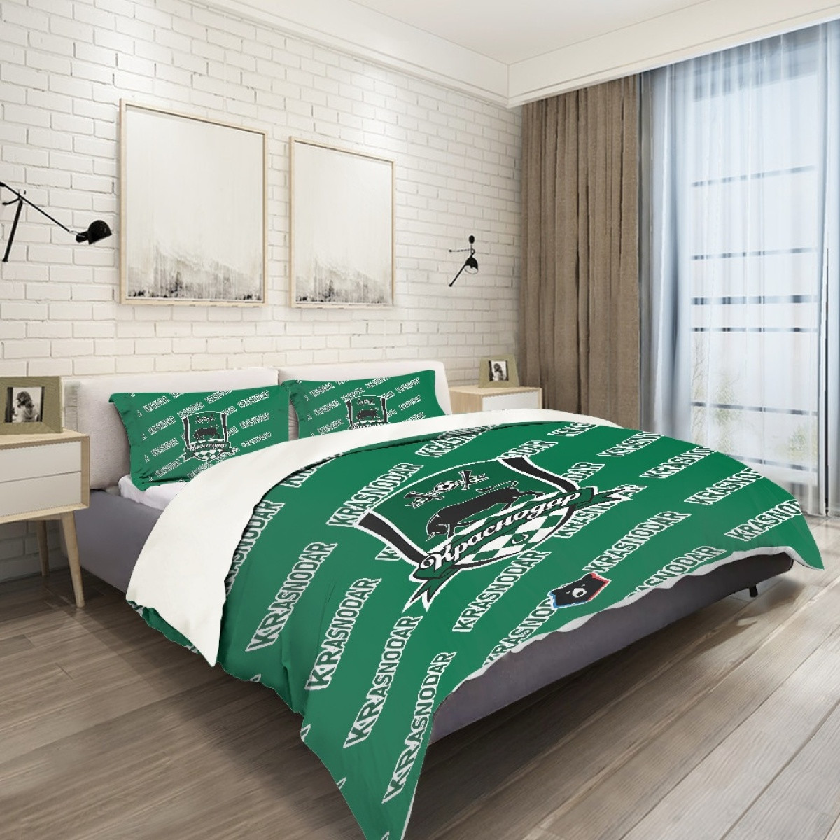 FC Krasnodar Comforter Sham Set Bed Set Sheet Cover - Krasnodar Football Club Medley Monogram Wordmark