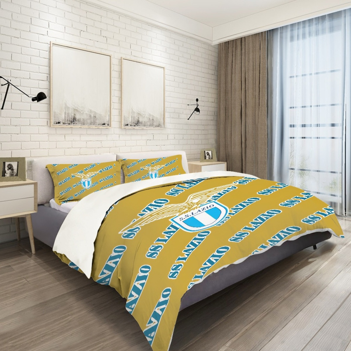 SS Lazio Football Club Comforter Sham Set Bed Set Sheet Cover - Lazio Football Club Medley Monogram Wordmark