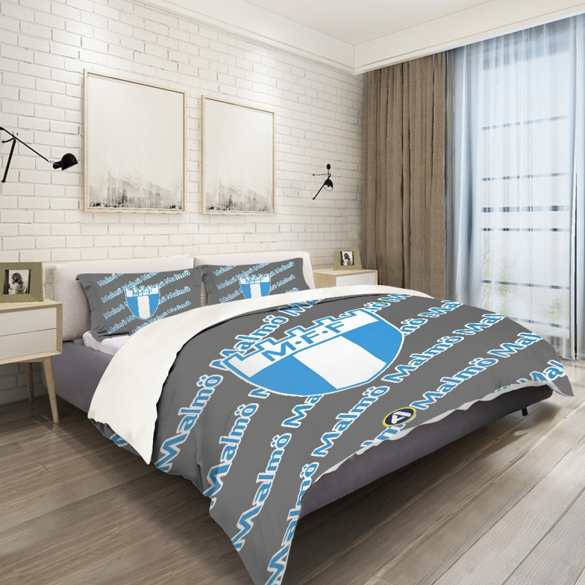 Malmo FF Comforter Sham Set Bed Set Sheet Cover - Malmo Football Club Medley Monogram Wordmark