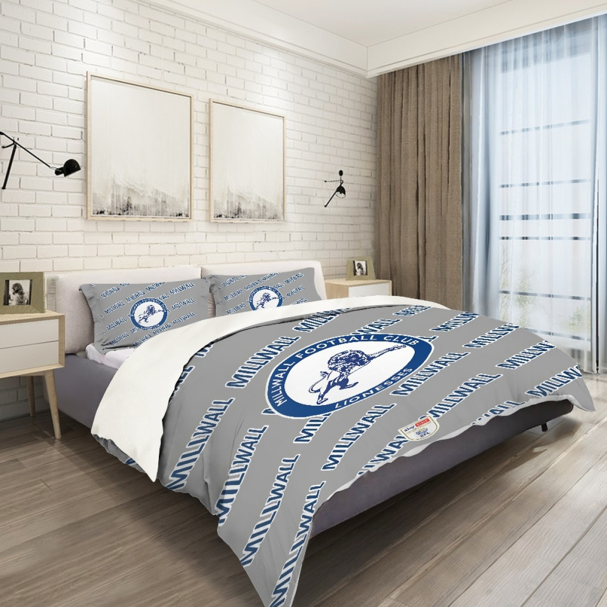 Millwall FC Comforter Sham Set Bed Set Sheet Cover - Millwall Football Club Medley Monogram Wordmark