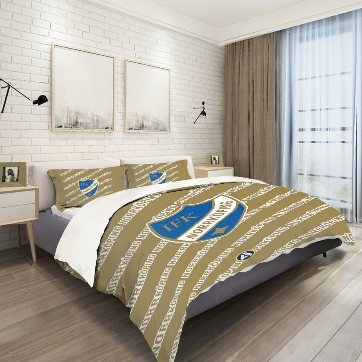 IFK Norrkoping Comforter Sham Set Bed Set Sheet Cover - Norrkoping Football Club Medley Monogram Wordmark