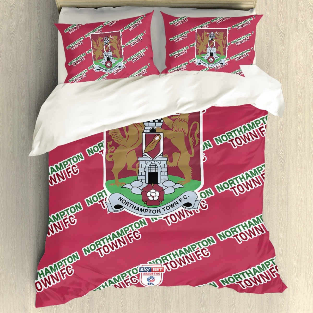 Northampton Town FC Comforter Sham Set Bed Set Sheet Cover - Northampton Football Club Medley Monogram Wordmark