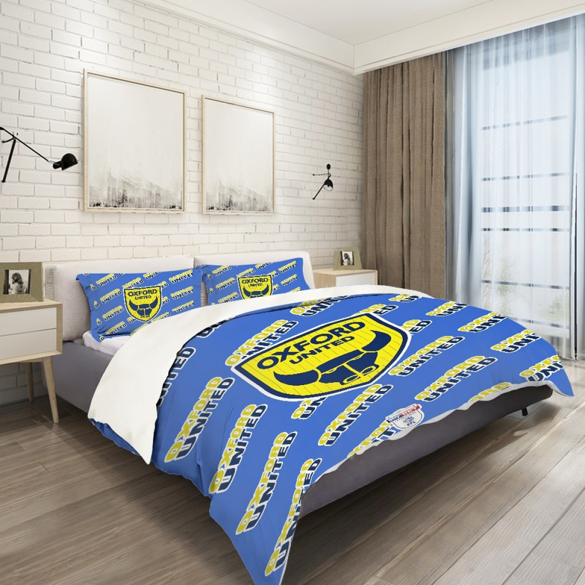 Oxford United FC Comforter Sham Set Bed Set Sheet Cover - Oxford Football Club Medley Monogram Wordmark